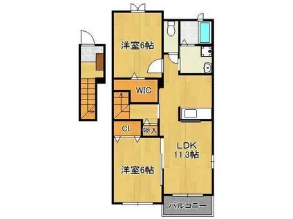 エテルノフェリーチェ・グレース(2LDK/2階)の間取り写真
