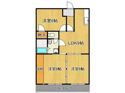 シティフォレスト海老津(3DK/3階)の間取り写真