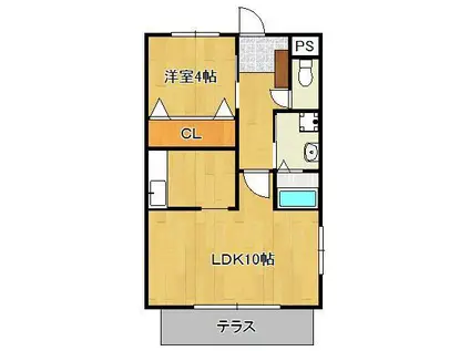 GO-ON(1LDK/1階)の間取り写真