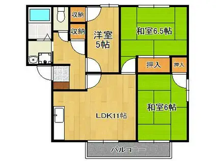 サラダ村C棟(3LDK/2階)の間取り写真