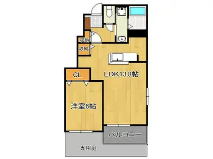 シンフォニー ガーデン(1LDK/1階)の間取り写真