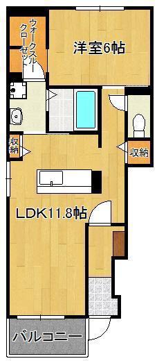 ハッピースマイルビラⅢ(1LDK/1階)の間取り写真
