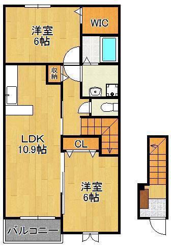 ハッピースマイルビラⅣ(2LDK/2階)の間取り写真