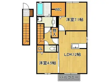 メルベーユ A棟(2LDK/2階)の間取り写真