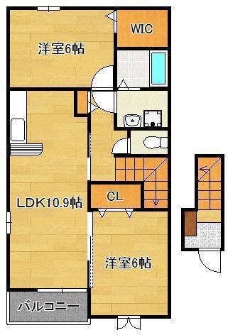 アルカンシェルA(2LDK/2階)の間取り写真
