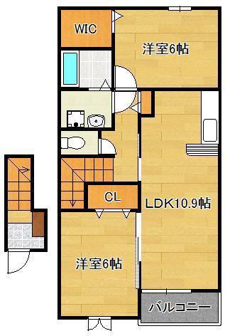 アルカンシェルA(2LDK/2階)の間取り写真