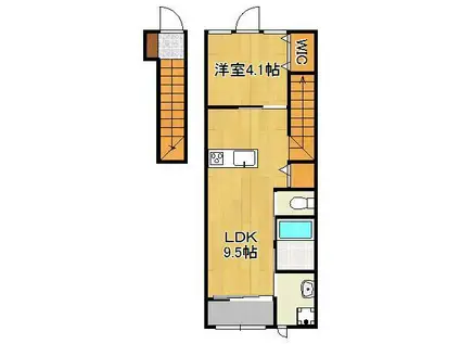 フルール吉田西(1LDK/2階)の間取り写真