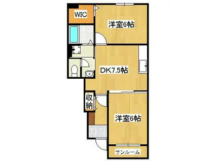 ボヌールⅡ(2DK/1階)の間取り写真