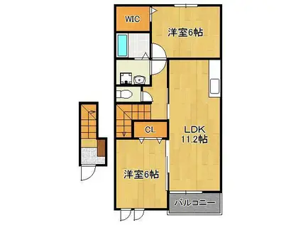 アステリア感田Ⅰ(2LDK/2階)の間取り写真