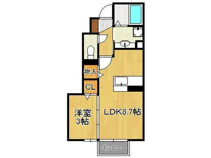 テロワール五番館(1LDK/1階)の間取り写真