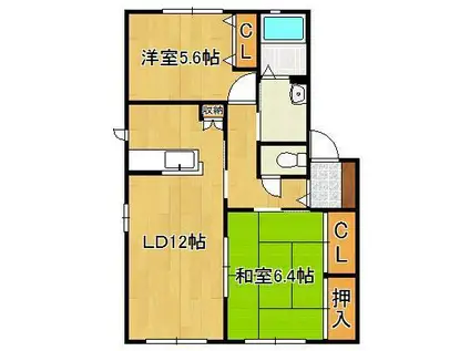 ロイヤルパレス本城 C棟(2LDK/1階)の間取り写真
