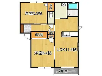 ファンテージ21 A棟(2LDK/2階)の間取り写真