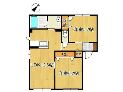 ベニコー A棟(2LDK/1階)の間取り写真