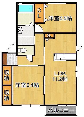 ファンテージ21 C棟(2LDK/2階)の間取り写真