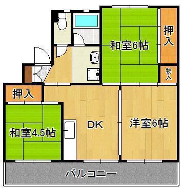 メモリープラザ中間Ⅰ(3DK/3階)の間取り写真