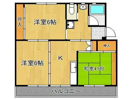 ビレッジハウス直方 1号棟(3DK/1階)の間取り写真