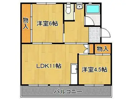 ビレッジハウス直方 3号棟(2LDK/5階)の間取り写真