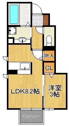 テロワール六番館(1LDK/1階)の間取り写真