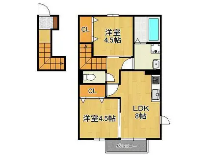 プレミールNAKAMA5(2LDK/2階)の間取り写真