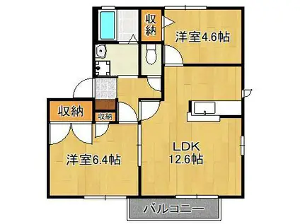 ファンテージ21 D棟(2LDK/2階)の間取り写真