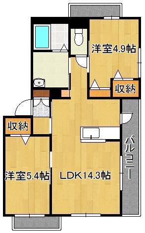 BEREO NAKAMA(2LDK/2階)の間取り写真