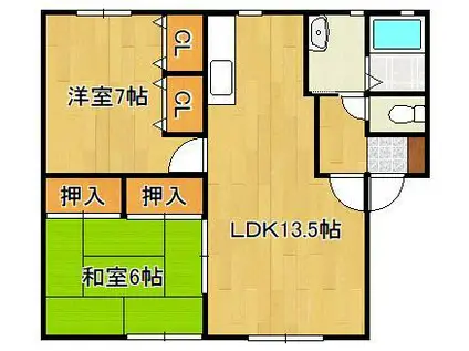 オラクルハウス A棟(2LDK/2階)の間取り写真