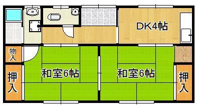 大谷アパート(2DK/2階)の間取り写真