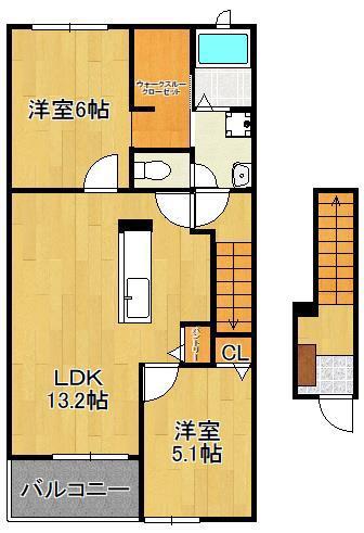 ココメゾンⅡ(2LDK/2階)の間取り写真