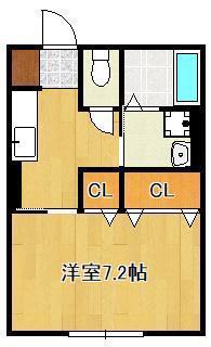 ラフィーネS(1K/2階)の間取り写真