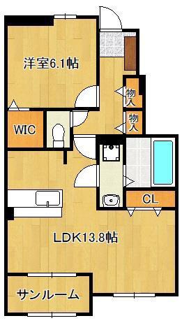 リーヴァ 眞A(1LDK/1階)の間取り写真
