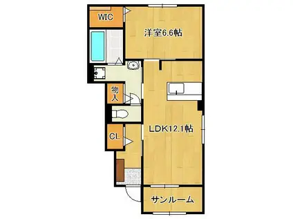 リーヴァ眞 B(1LDK/1階)の間取り写真