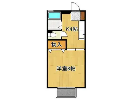 ファーネス水巻B棟(1K/2階)の間取り写真