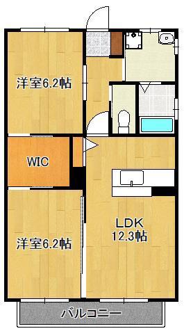クレアールライフ宮若B(2LDK/2階)の間取り写真