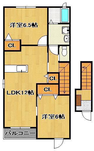 グリーンヒルズ旭A棟(2LDK/2階)の間取り写真