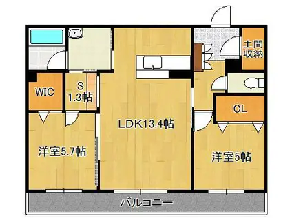 カーサ宮ノ前 直方 A棟(2SLDK/3階)の間取り写真