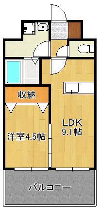 レジェンド直方 壱番館(1LDK/5階)の間取り写真