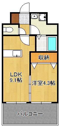レジェンド直方 壱番館(1LDK/4階)の間取り写真