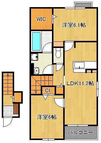 ボスカート B.Ⅳ(2LDK/2階)の間取り写真