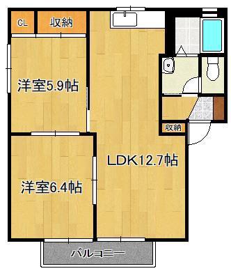 DIAS ASANO B棟(2LDK/2階)の間取り写真