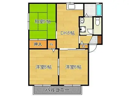 三洋タウン水巻A棟(3DK/2階)の間取り写真