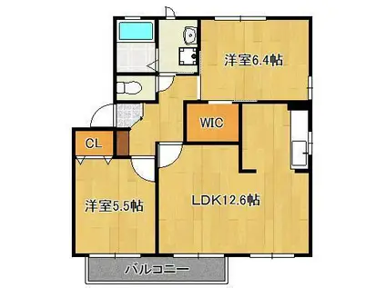 フォーレスなかま D棟(2LDK/2階)の間取り写真