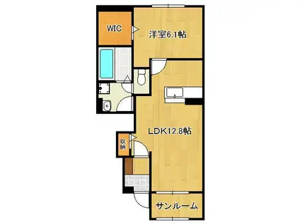 グラン・リーオ Ⅰ(1LDK/1階)の間取り写真