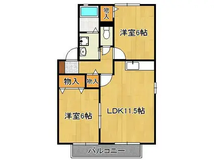 ジュネスK B棟(2LDK/2階)の間取り写真