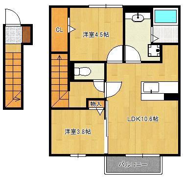 D-ROOMたかむら A棟(2LDK/2階)の間取り写真