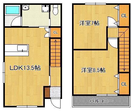 レイクサイド植木 A棟(2LDK/1階)の間取り写真