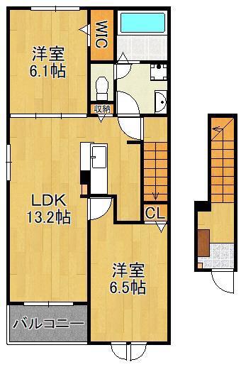グランノ2(2LDK/2階)の間取り写真