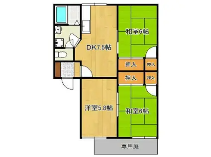 フレグランスミワ(3DK/1階)の間取り写真