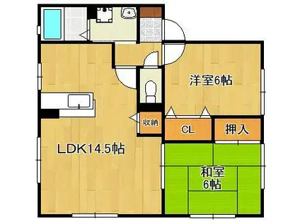 オラクルハウス B棟(2LDK/1階)の間取り写真