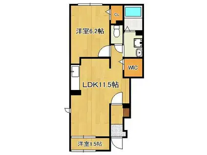 ロータス スクエアA(1LDK/1階)の間取り写真
