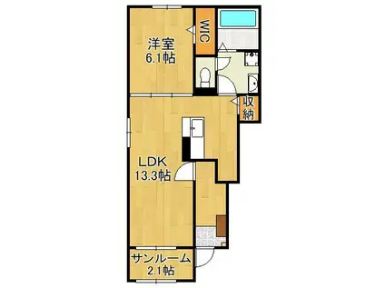 ロータス スクエアB(1LDK/1階)の間取り写真